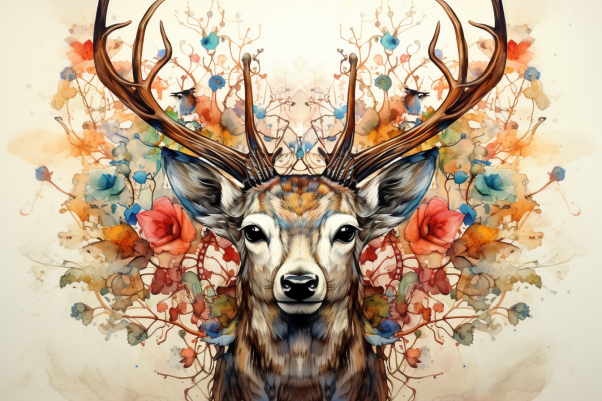 Flower Art Watercolor Deer  Diamond Painting Kits