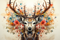 Thumbnail for Flower Art Watercolor Deer  Diamond Painting Kits