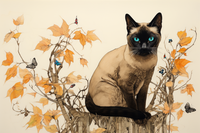 Thumbnail for Siamese Cat In Leaves