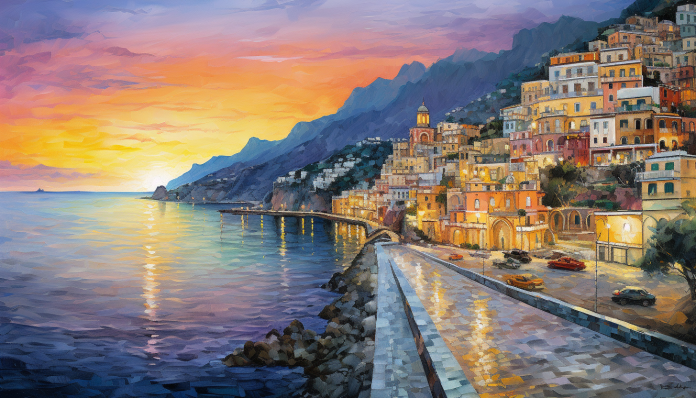 Golden Hour Amalfi Coast  Diamond Painting Kits