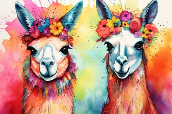 Watercolor Coloful Mexican Llamas Diamond Painting Kits