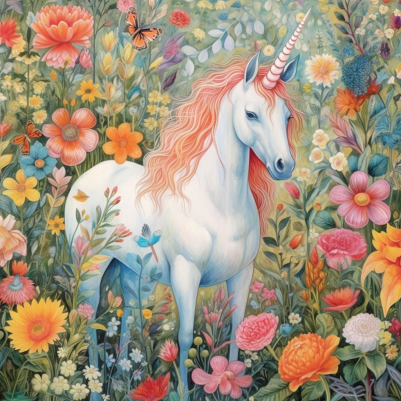 Dreamy Flowers And Unicorn