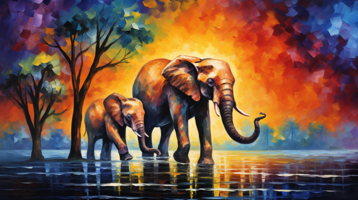 Elephants On A Walk
