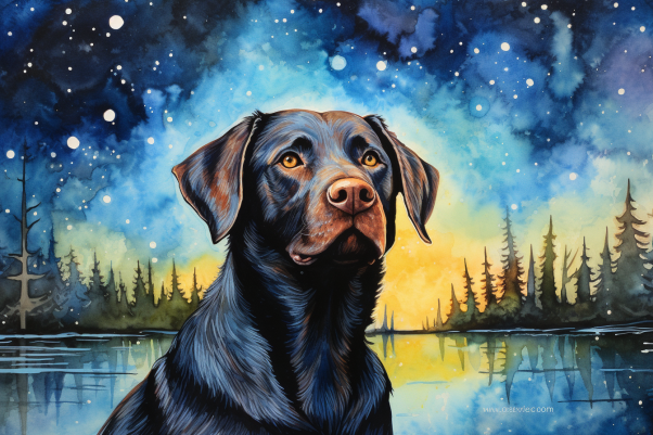 Watercolor Night Sky Labrador