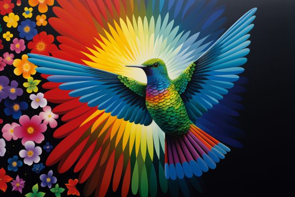 Vividly Colorful Hummingbird  Diamond Painting Kits