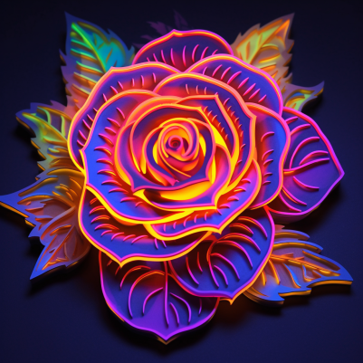 Neon, Electric, Glowing Rose