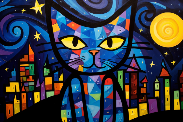 Bold Kitty In The Night  Diamond Painting Kits