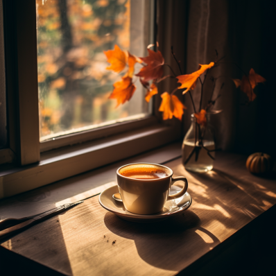 Cup Of Coffee On A Fall Day
