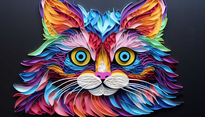 Colorful Paper Cut Cat  Diamond Painting Kits