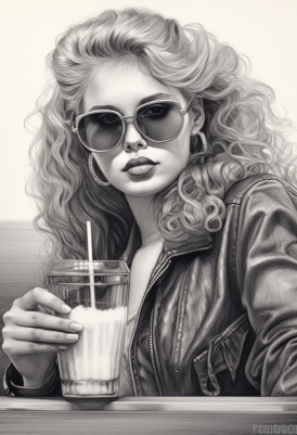 80s Style Girl And Her Drink