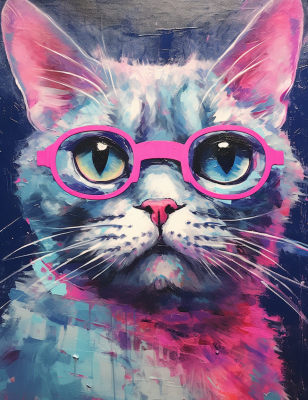 Kitty With A Purple Glow And Purple Glasses