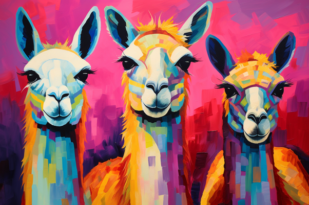 Artsy Colorful Mexican Llamas  Diamond Painting Kits