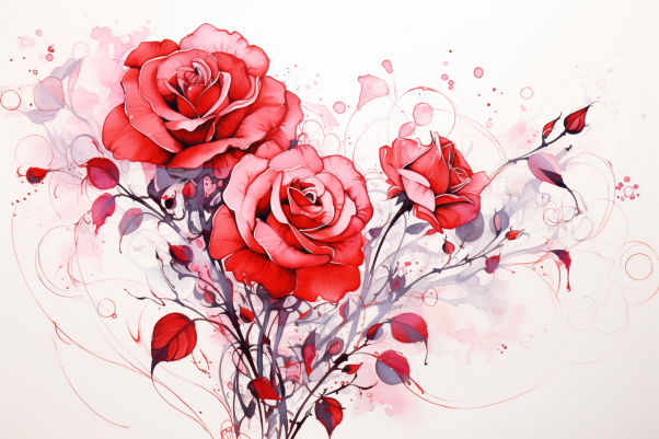 Watercolor Red Roses Diamond Painting Kits