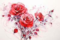 Thumbnail for Watercolor Red Roses Diamond Painting Kits