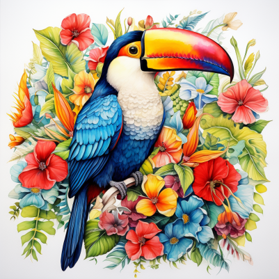 Mesmerizing Toucan And Tropical Flowers