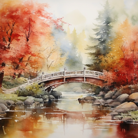 Thumbnail for Little Old Bridge In The Fall  Diamond Painting Kits