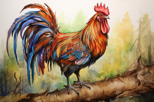 Watercolor Rooster