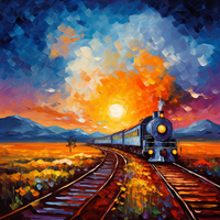 Thumbnail for Bright Sunset And Locomotive Train