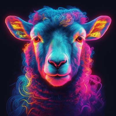 Neon Glowing Sheep