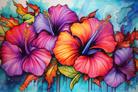 Thumbnail for Colorful Watercolor Hibiscus