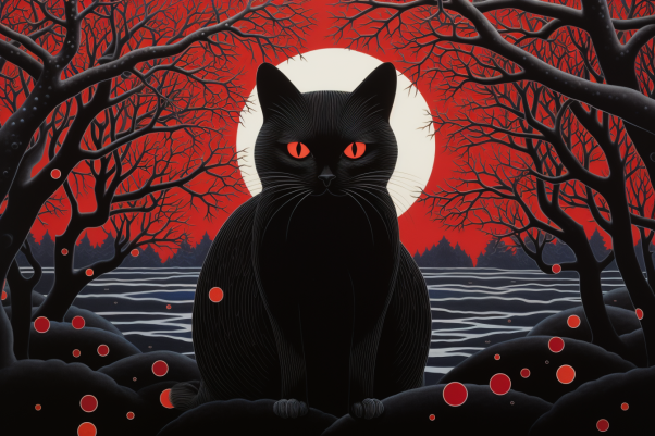 Full Moon And Black Kitty  Diamond Painting Kits