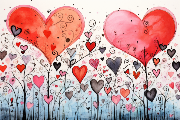 Field Of Watercolor Hearts  Diamond Painting Kits