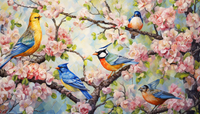 Thumbnail for Five Birds On Branches  Diamond Painting Kits