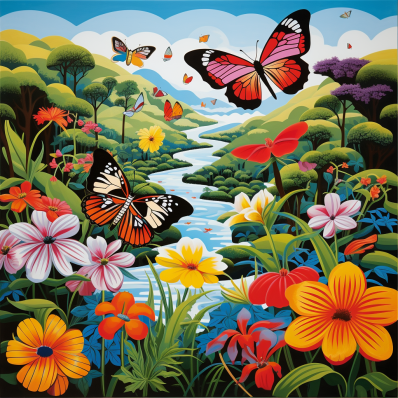 Colorful Butterflies And Flowers