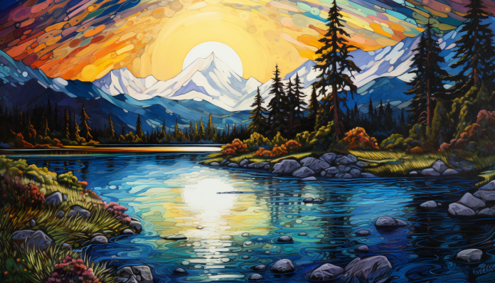 Snow Covered Mountains And Lake  Diamond Painting Kits