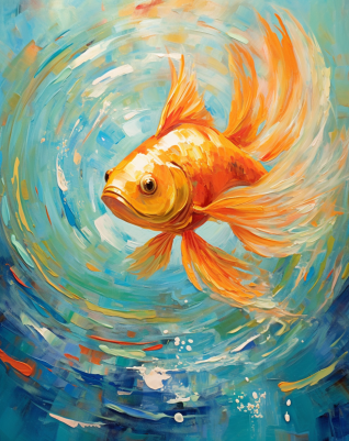 Water Swirl, Goldfish Painting