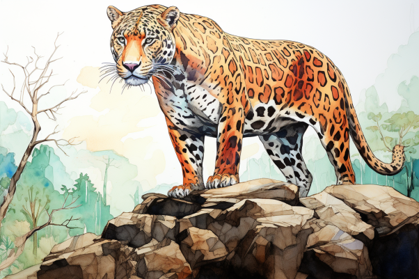 Jaguar On The Prowl Watercolor