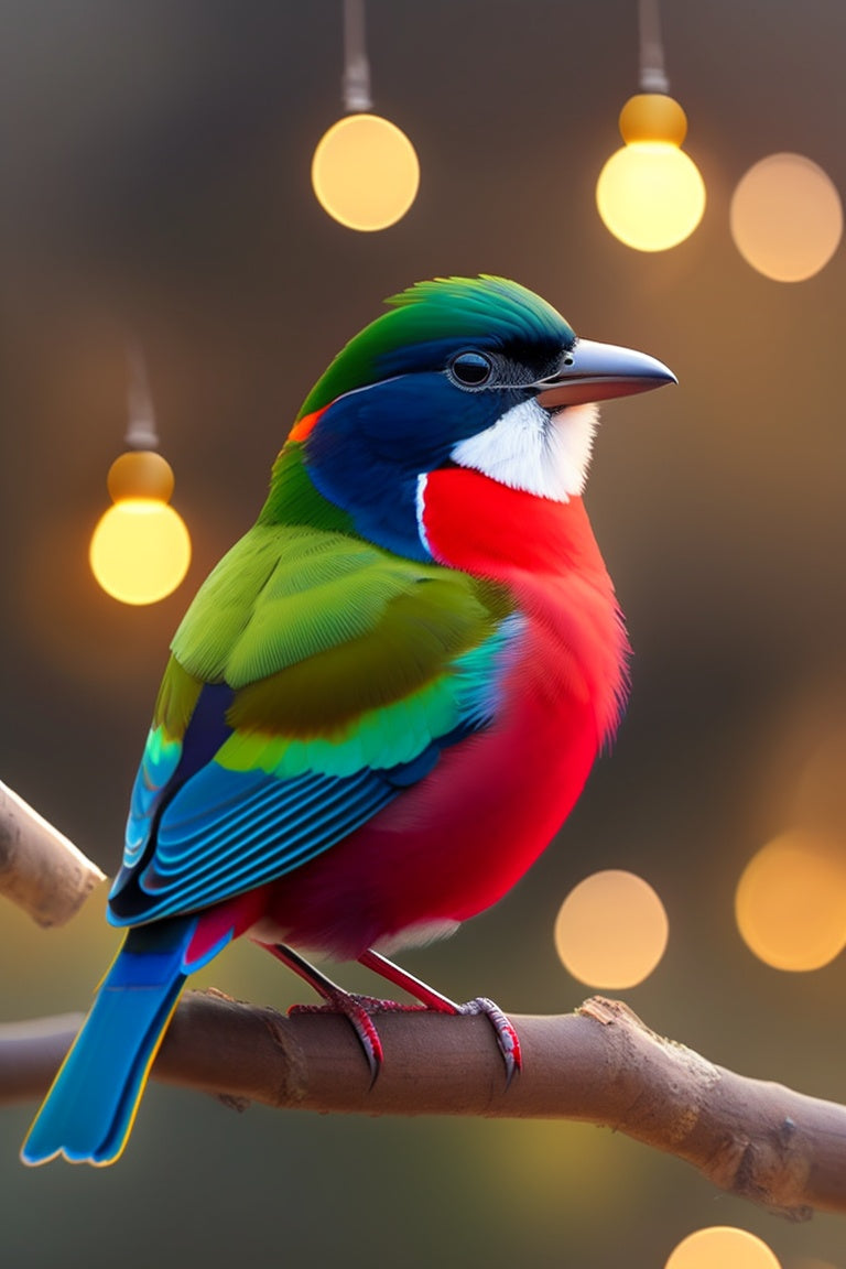 Colorful Bird On A Branch On Christmas