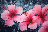 Thumbnail for Pink Hibiscus Water Drops  Diamond Painting Kits