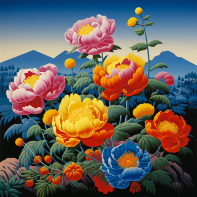 Wild Colorful Peonies