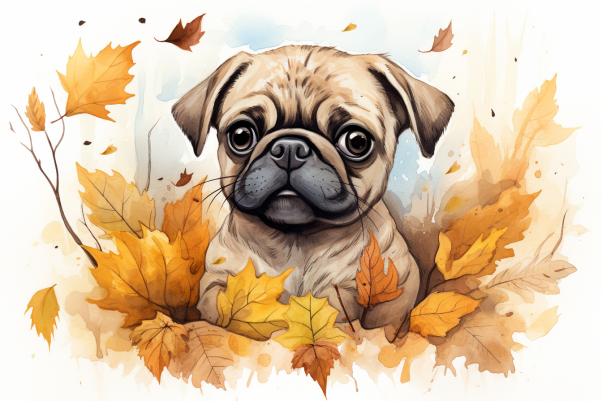 Pug In Leaves