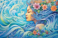 Thumbnail for Graceful Ocean Girl And Her Flowers  Diamond Painting Kits