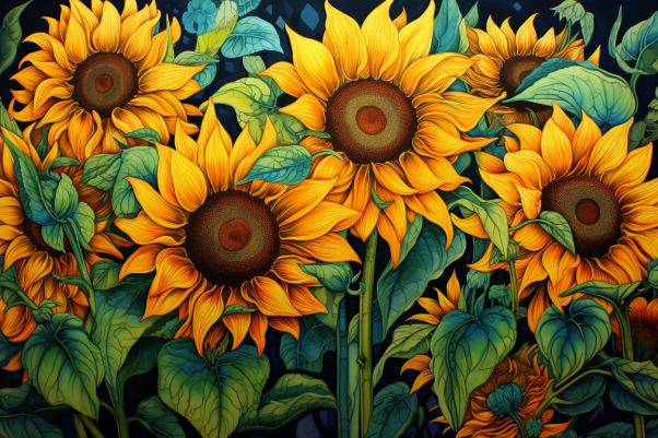 Pretty Golden Sunflowers   Diamond Painting Kits