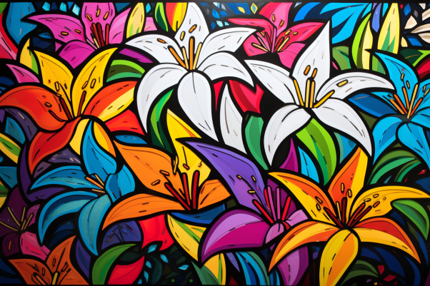 Closeup Colorful Lilies   Diamond Painting Kits