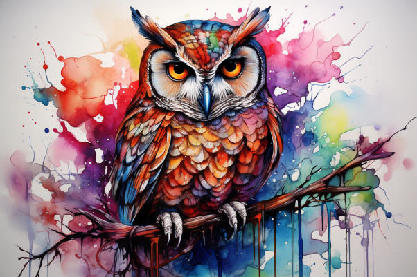 Colorful Watercolor Owl  Diamond Painting Kits