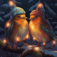 Thumbnail for Two Cute Christmas Birds On A Branch