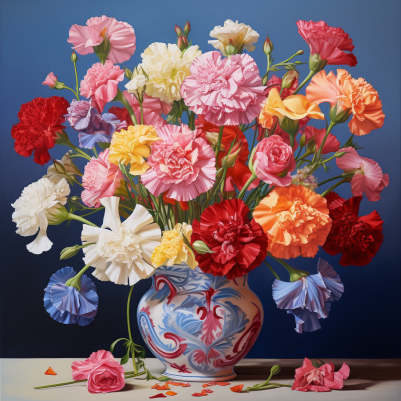 Wild Bunch Of Carnations In A Vase