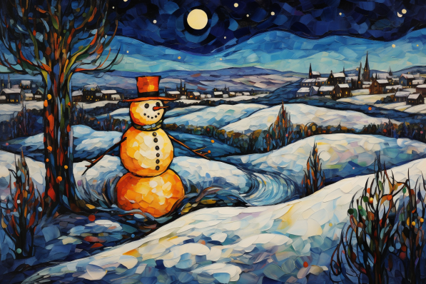 Snowman In The Night  Diamond Painting Kits