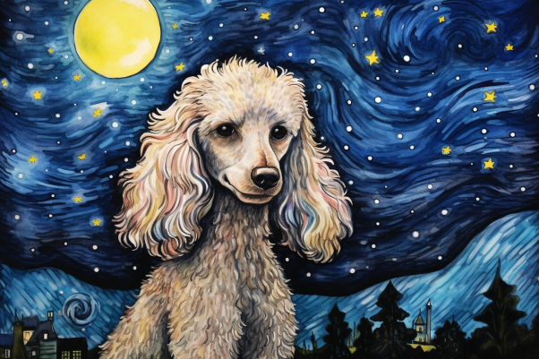 Watercolor Starry Night Poodle  Diamond Painting Kits
