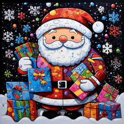 Happy Santa And Gifts