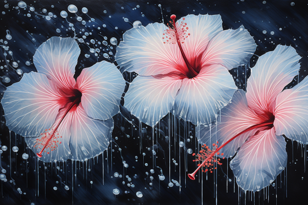 Hibiscus Water Drops  Diamond Painting Kits