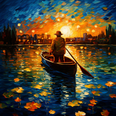 Golden Rowboat Sunset