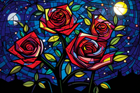 Thumbnail for Starry Night Roses On Stained Glass  Diamond Painting Kits