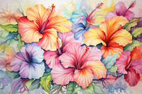 Thumbnail for Soft Colored Hibiscus   Diamond Painting Kits