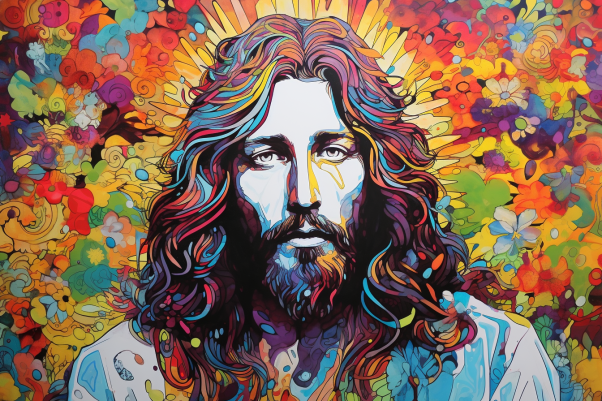 Concerned Colorful Jesus   Large Diamond Painting Kits