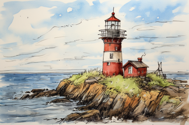 Wee Watercolor Lighthouse